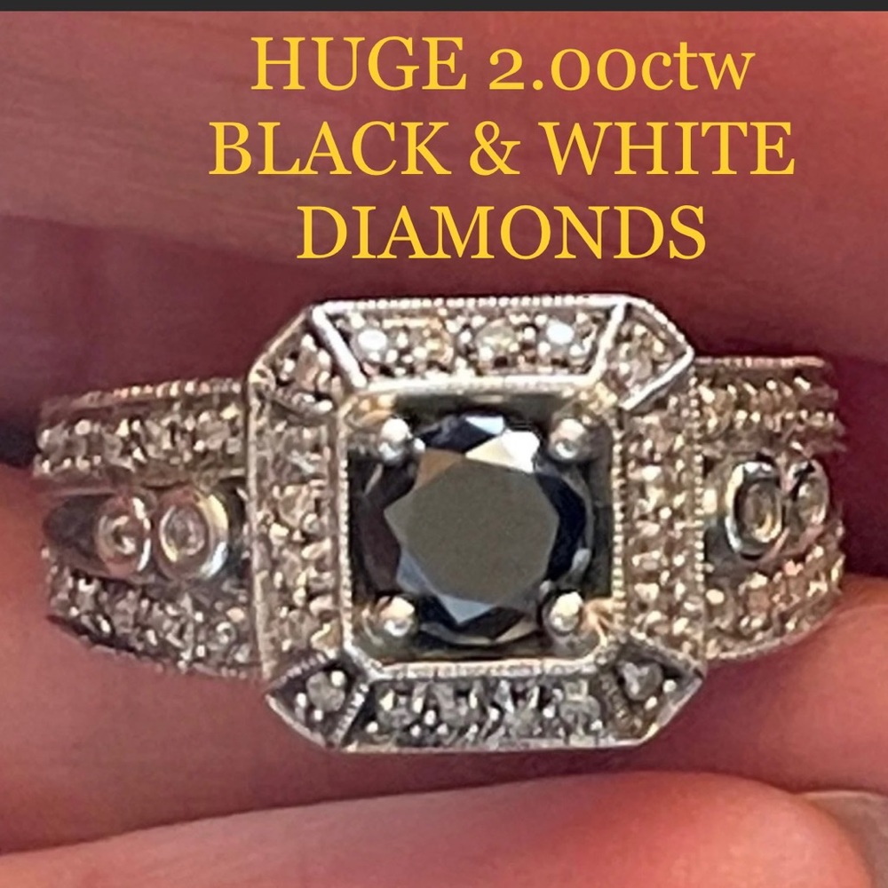 2.00cts Black & White diamond ring - Picture 3 of 15